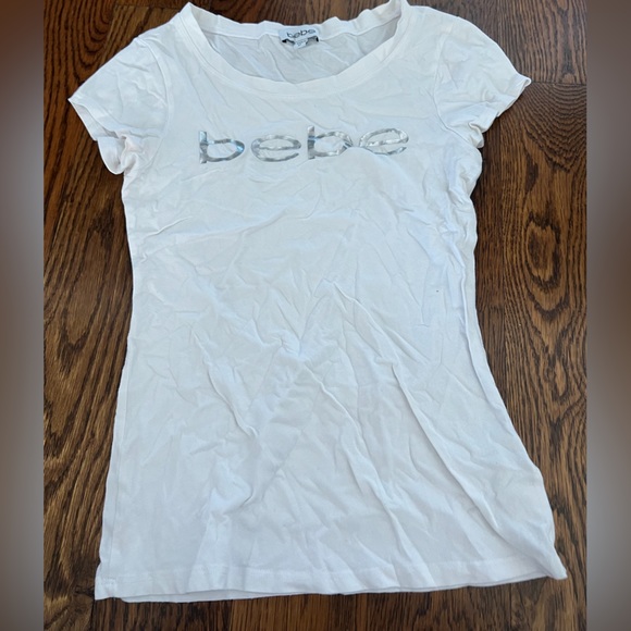 COPY - bebe white short sleeve top - Picture 1 of 2